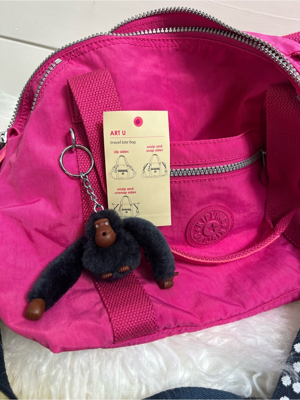 Kipling Art Mini Shoulder Convertible Bag with signature patch and monkey